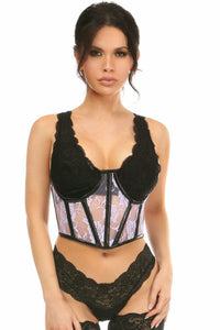 Daisy Corsets Lavish Sheer Lavender Lace & Faux Leather Open Cup Waist Cincher in Purple  from SexyShoes.com