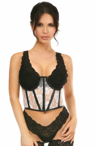 Daisy Corsets Lavish Sheer White Lace & Faux Leather Open Cup Waist Cincher in White  from SexyShoes.com