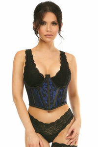 Daisy Corsets Lavish Blue w/Black Lace Overlay Open Cup Waist Cincher in Blue  from SexyShoes.com