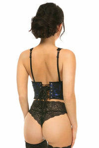 Daisy Corsets Lavish Blue w/Black Lace Overlay Open Cup Waist Cincher in Blue 