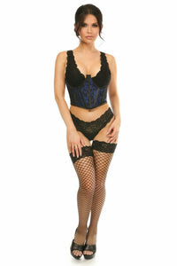Daisy Corsets Lavish Blue w/Black Lace Overlay Open Cup Waist Cincher in Blue 