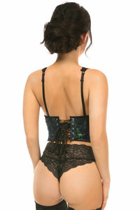 Daisy Corsets Lavish Green w/Black Lace Overlay Open Cup Waist Cincher in Green 