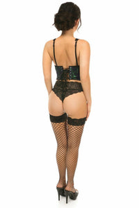 Daisy Corsets Lavish Green w/Black Lace Overlay Open Cup Waist Cincher in Green 