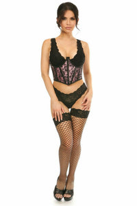 Daisy Corsets Lavish Pink w/Black Lace Overlay Open Cup Waist Cincher in Pink 