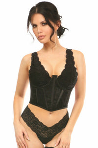 Daisy Corsets Lavish Black w/Black Lace Overlay Open Cup Waist Cincher in Black  from SexyShoes.com