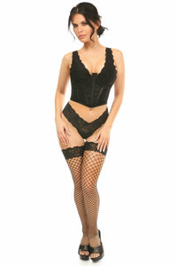 Daisy Corsets Lavish Black w/Black Lace Overlay Open Cup Waist Cincher in Black 
