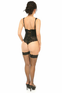 Daisy Corsets Lavish Black w/Black Lace Overlay Open Cup Waist Cincher in Black 