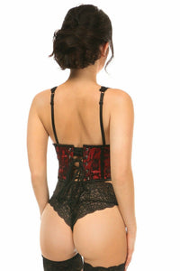 Daisy Corsets Lavish Red w/Black Lace Overlay Open Cup Waist Cincher in Red 