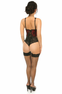 Daisy Corsets Lavish Red w/Black Lace Overlay Open Cup Waist Cincher in Red 
