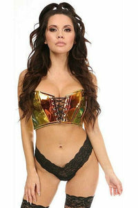 Daisy Corsets Lavish Sunset Holo Lace Up Short Bustier Top in Hologram  from SexyShoes.com