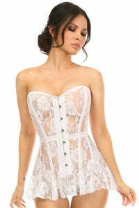 Daisy Corsets Lavish White Sheer Lace Corset Dress in White  from SexyShoes.com