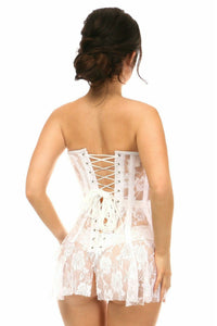 Daisy Corsets Lavish White Sheer Lace Corset Dress in White 