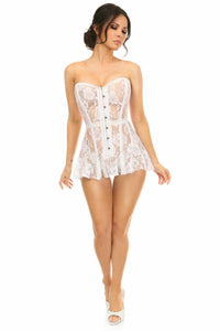 Daisy Corsets Lavish White Sheer Lace Corset Dress in White 