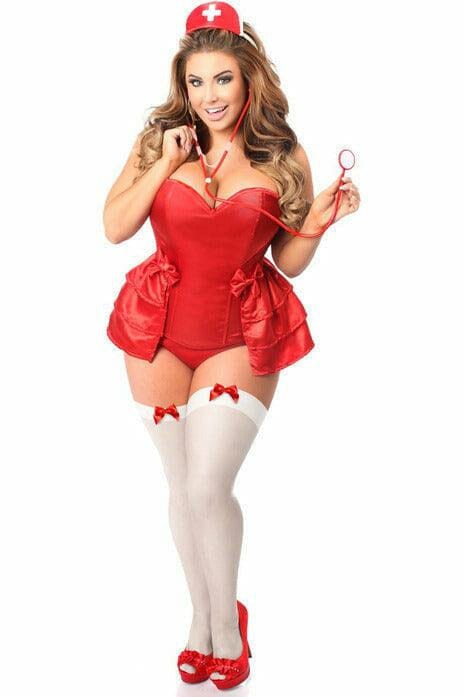 Daisy Corsets 4 Piece Naughty Nurse Corset Costume in Red 