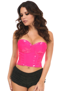 Daisy Corsets Lavish Pink Patent PVC Underwire Bustier in Pink  from SexyShoes.com