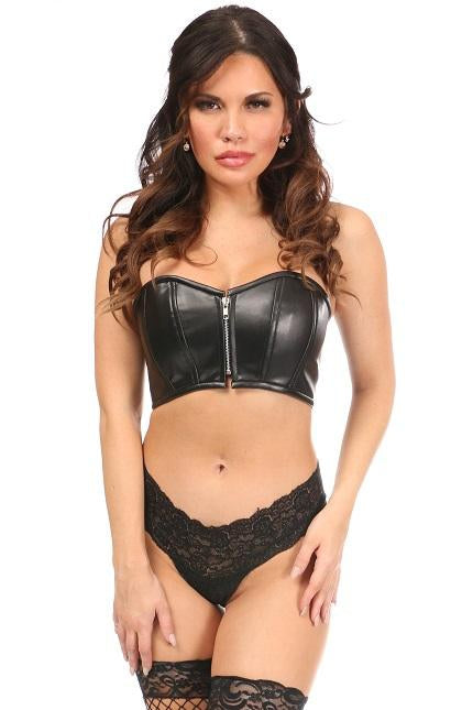 Plus Size Faux Leather Bustier-Overbust Corsets-Daisy Corsets-Black-SEXYSHOES.COM