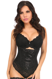 Daisy Corsets Lavish Black Lace Up Underbust Corset w/Black Lace in Black  from SexyShoes.com
