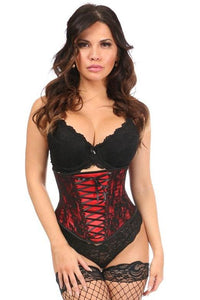 Daisy Corsets Lavish Red Lace Up Underbust Corset w/Black Lace in Red  from SexyShoes.com