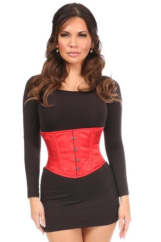 Daisy Corsets Plus Size Satin Mini Cincher in Red  from SexyShoes.com