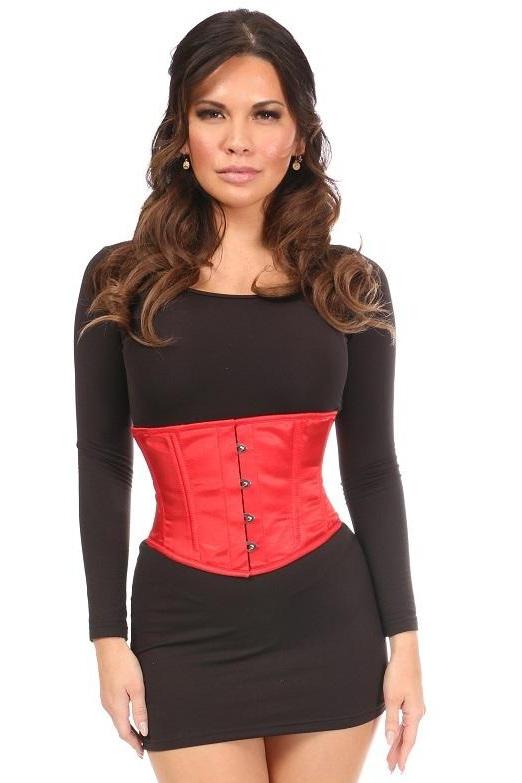 Plus Size Satin Mini Cincher-Waist Cincher-Daisy Corsets-Red-SEXYSHOES.COM