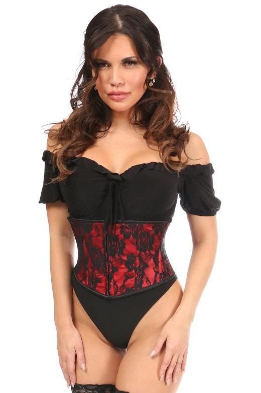 Daisy Corsets Plus Size Satin Mini Cincher in Red  from SexyShoes.com
