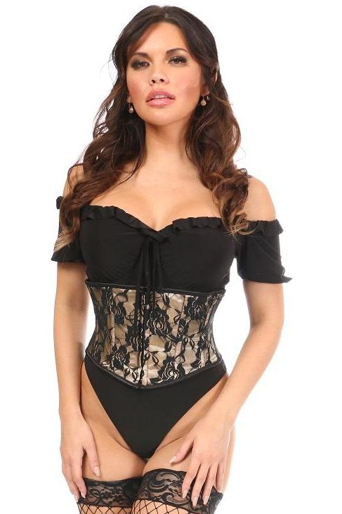 Daisy Corsets Plus Size Satin Mini Cincher in Nude  from SexyShoes.com