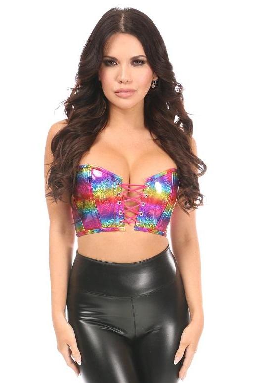 Daisy Corsets Plus Size Short Bustier in Rainbow  from SexyShoes.com