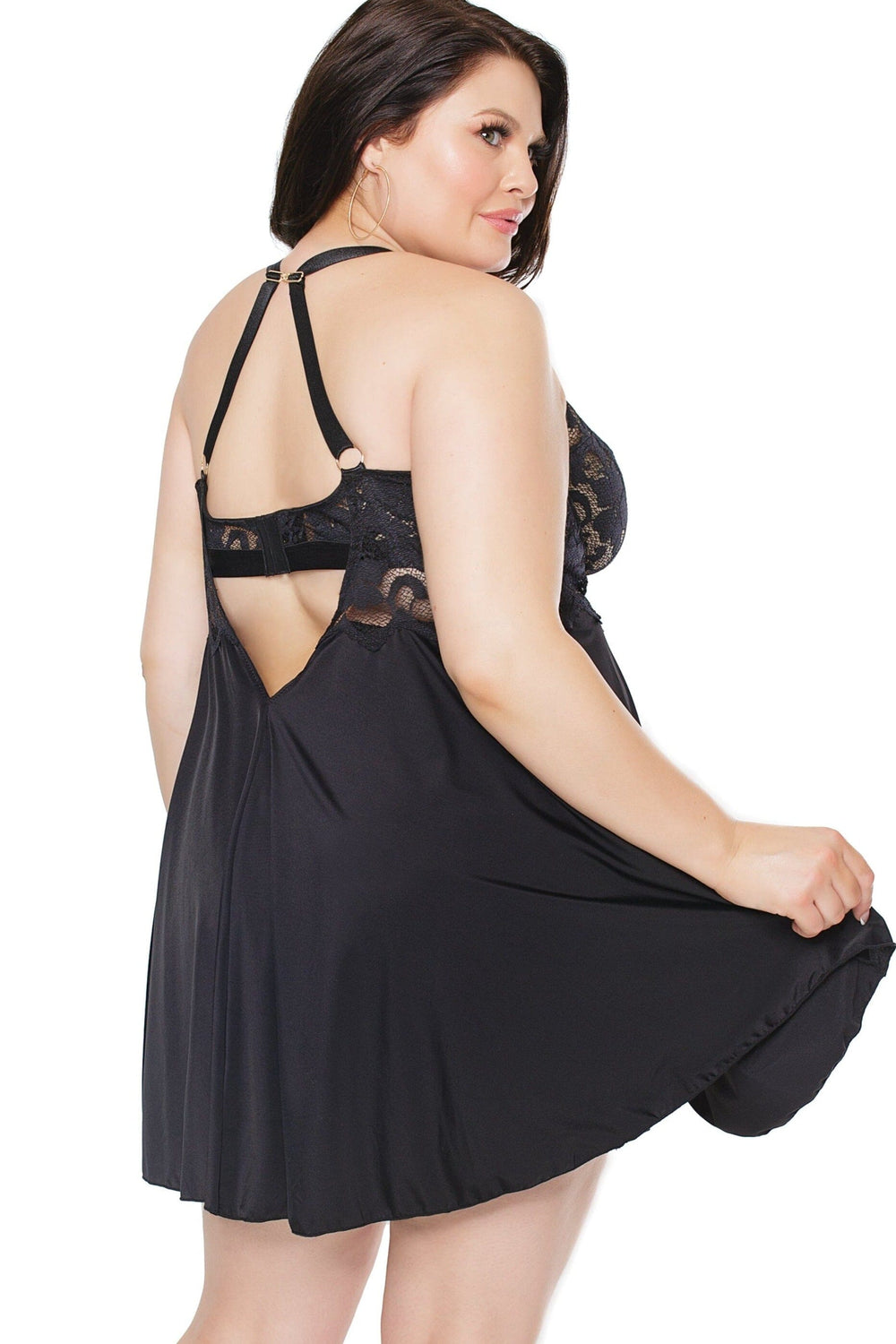 Lace Babydoll Set With Side Open Slit | Plus Size-Babydolls-Coquette-SEXYSHOES.COM