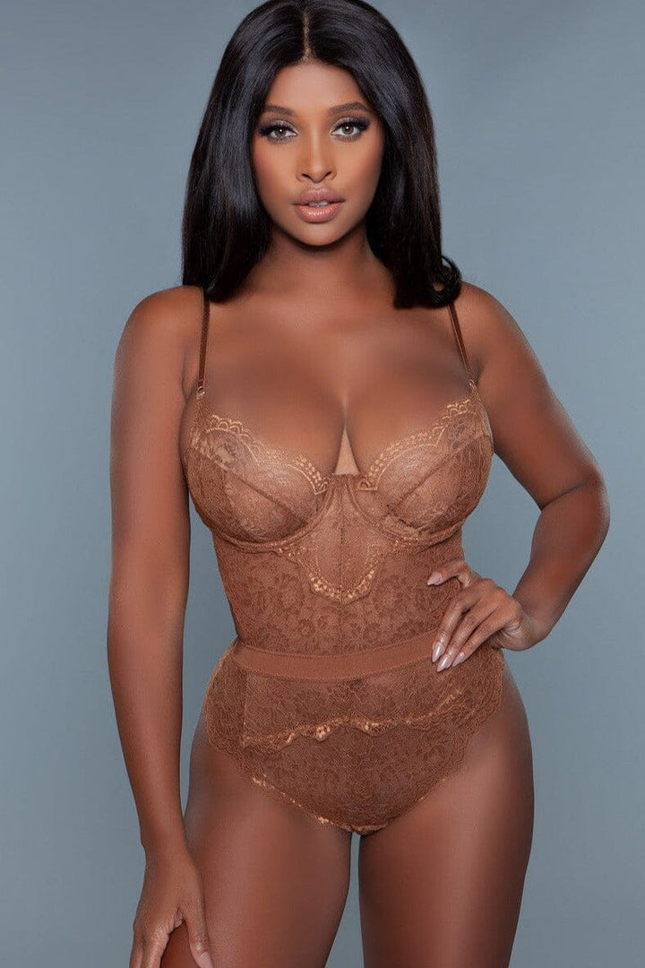 Lace Bodysuit With Cut-Out Details-Bodysuits-SEXYSHOES.COM