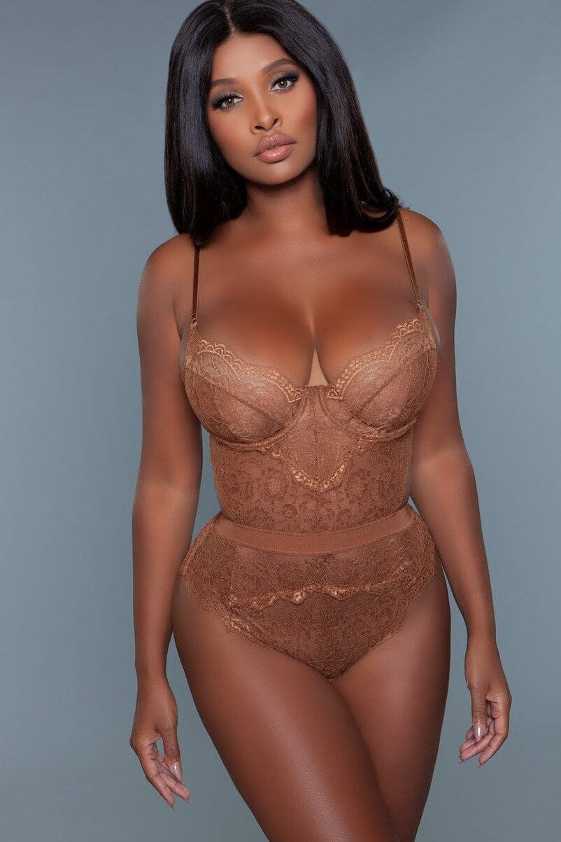 Lace Bodysuit With Cut-Out Details-Bodysuits-SEXYSHOES.COM