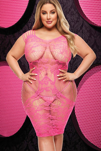 Lapdance Lingerie Lace Cut Out Mini Dress in Fuchsia  from SexyShoes.com