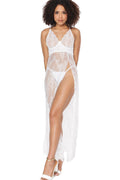 Lace Long Gown Full Underwire Cups With Side High Slit