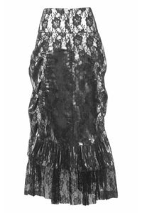 Daisy Corsets Lace Overlay Ruched Bustle Skirt in White 