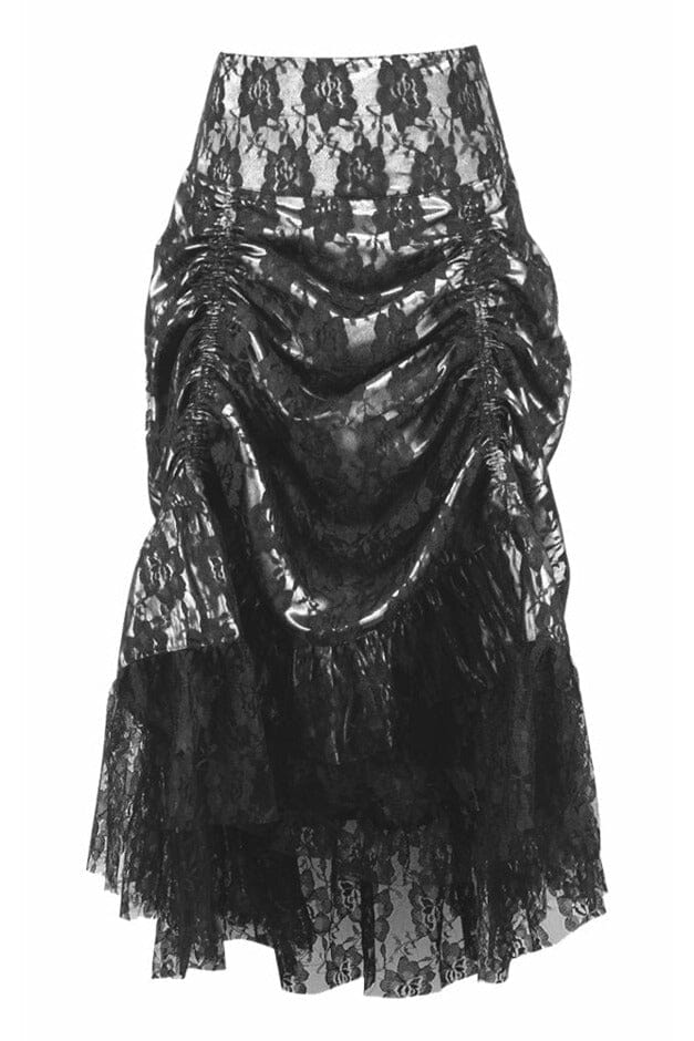 Daisy Corsets Lace Overlay Ruched Bustle Skirt in White  from SexyShoes.com