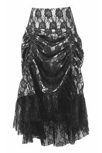 Daisy Corsets Lace Overlay Ruched Bustle Skirt in White  from SexyShoes.com