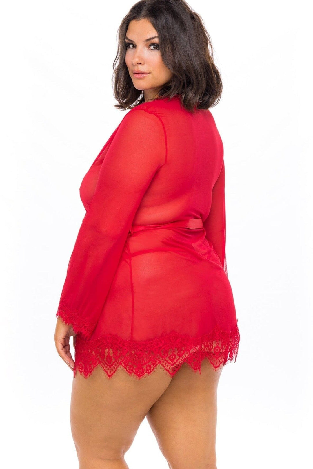 Oh La La Cheri Lace Robe Set in Red 
