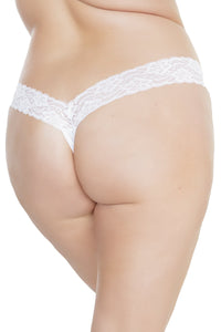 Lace Thong | Plus Size-Strings + Thongs-Coquette-White-Q-SEXYSHOES.COM