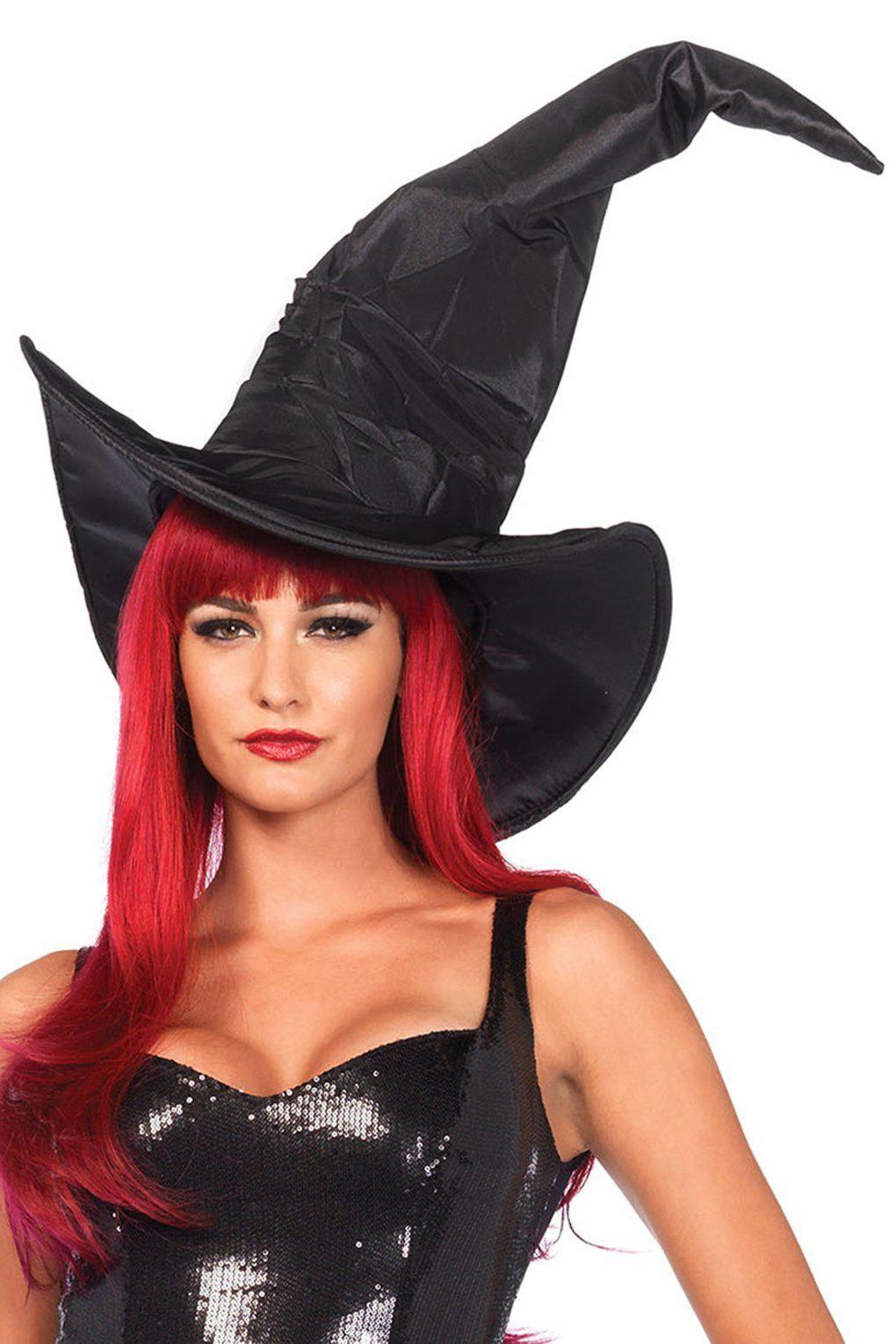 Large Ruched Witch Hat-Costume Hats-Leg Avenue-Black-O/S-SEXYSHOES.COM