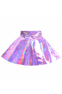 Daisy Corsets Lavender Holo Skater Skirt in Hologram  from SexyShoes.com
