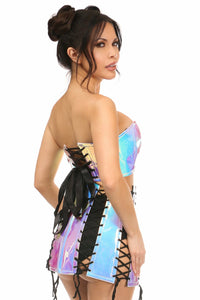 Daisy Corsets Lavish 2 PC Blue/Purple Holo Bustier & Skirt Set in Hologram 