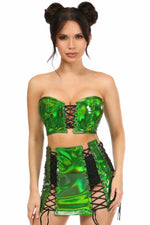 Lavish 2 PC Green Holo Bustier & Skirt Set