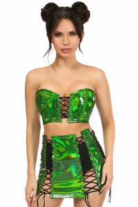 Daisy Corsets Lavish 2 PC Green Holo Bustier & Skirt Set in Green  from SexyShoes.com