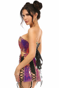 Daisy Corsets Lavish 2 PC Rainbow Gold Holo Bustier & Skirt Set in Hologram 