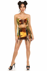 Daisy Corsets Lavish 2 PC Sunset Holo Bustier & Skirt Set in Hologram 