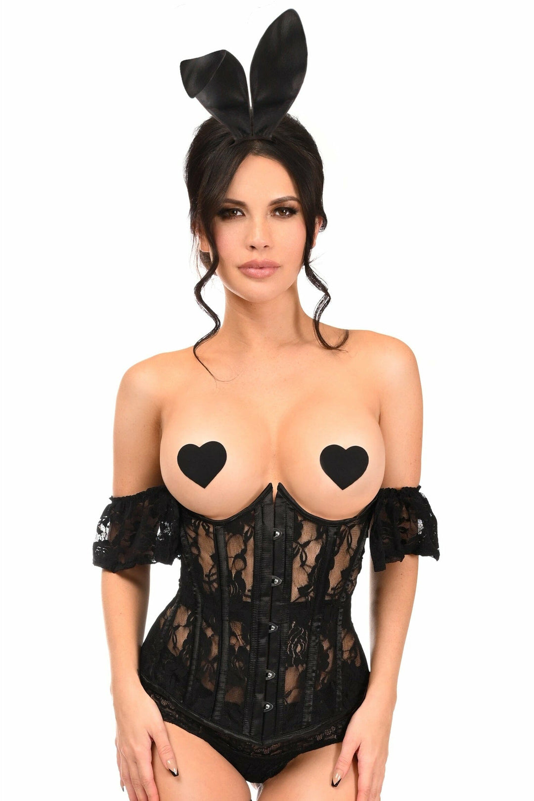Daisy Corsets Lavish 3 PC Daring Lace Bunny Corset Costume in Black 