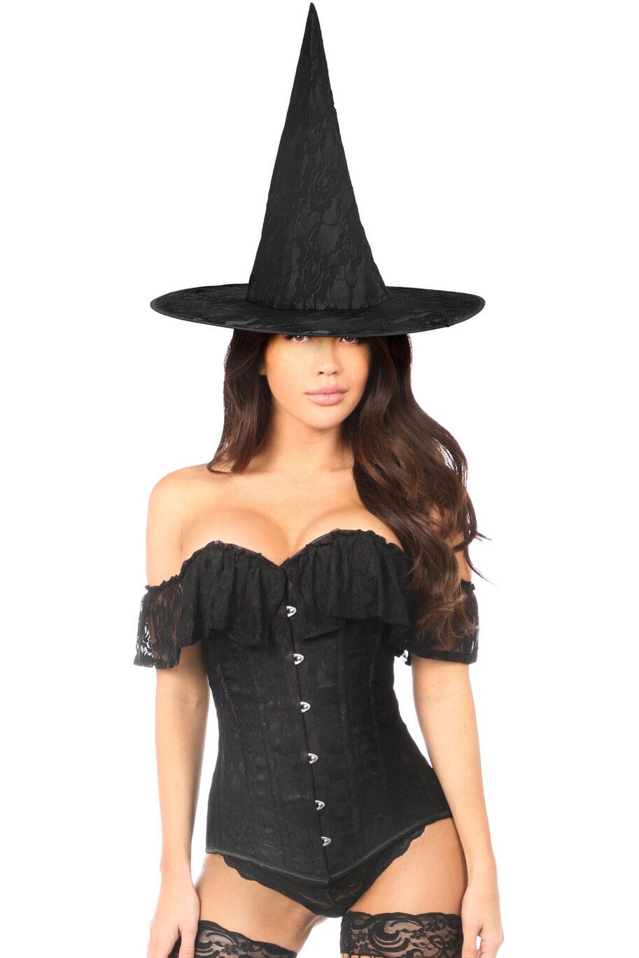 Daisy Corsets Lavish 3 PC Premium Lace Witch Corset Costume in Black 
