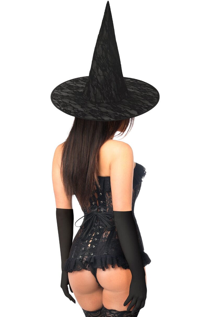 Daisy Corsets Lavish 3 PC Sheer Lace Witch Corset Costume in Black 