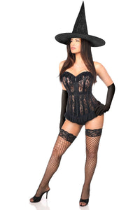 Daisy Corsets Lavish 3 PC Sheer Lace Witch Corset Costume in Black  from SexyShoes.com