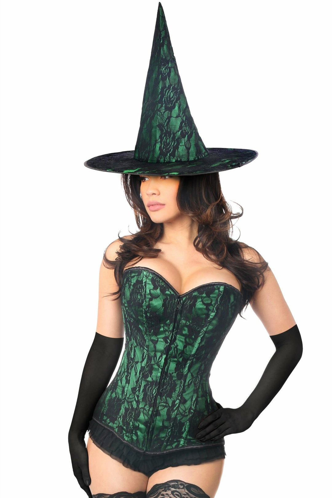 Lavish 3 PC Spellbound Green Lace Witch Corset Costume-Witch Costumes-Daisy Corsets-SEXYSHOES.COM