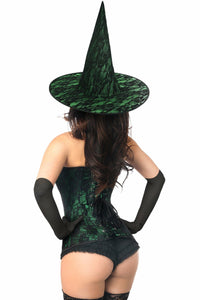 Daisy Corsets Lavish 3 PC Spellbound Green Lace Witch Corset Costume in Green 